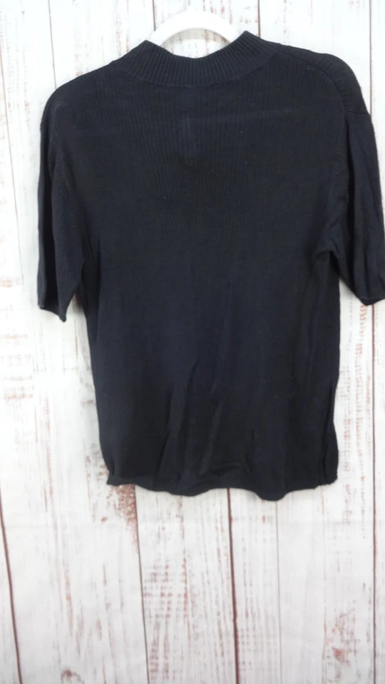 Август шелк вязаный Топ женщин XL черный насмешливый шеи короткий рукав 100% шелк классический - Изображение 2 из 4