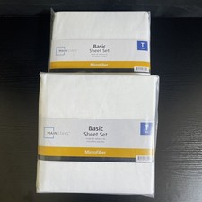 Lot of 2 Sets Mainstays Basic Microfiber 3 Piece Twin Sheet Set Arctic White