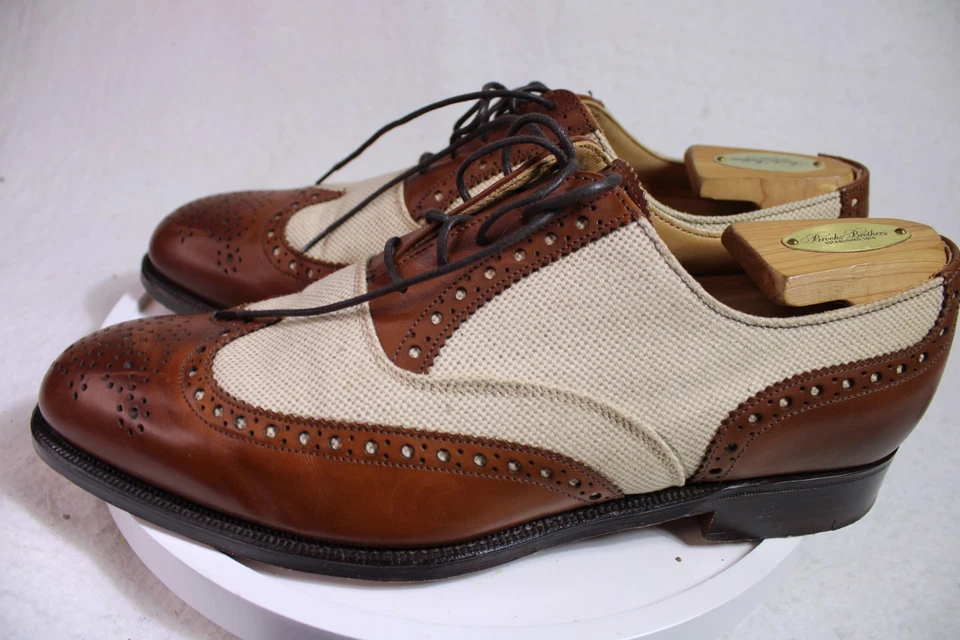 Vintage Peal & Co. For Brooks Brothers Brown Spectator Wingtips 9 D England - Image 4 of 4