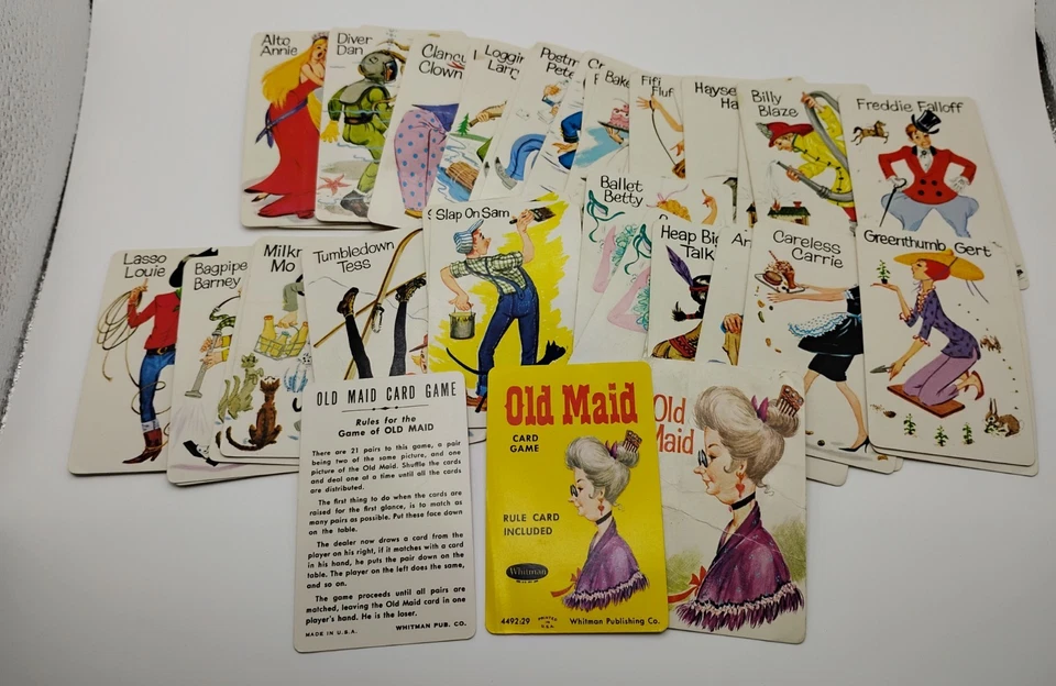 Juego de cartas vintage Old Maid años 60 Whitman #4492 con estuche de plástico COMPLETO Foto 3 de 3