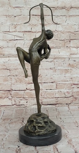 Diana the Huntress Goddess Hunting Handmade Bronze Sculpture Brown Patina Decor - Picture 5 of 10