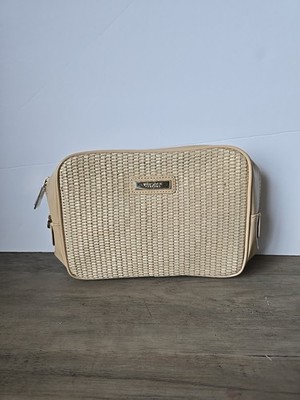 Versace Parfums Tan Woven Sides Wristlet Bag Missing Strap