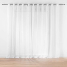 , Voilage XXL à Oeillets Grande Largeur 400 x 240 cm Lissea Blanc, Voile Sablé