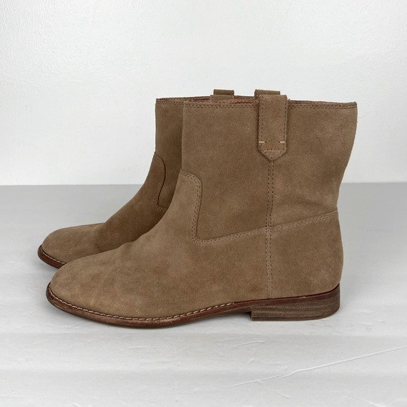 Madewell Leah Suede Leather Ankle Boots Size 5 Tan Suede Pull On  Preppy Boho
