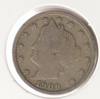 Rare 120 Year Old 1906 Barber Liberty V Nickel US Coin Collection Collectible 5¢