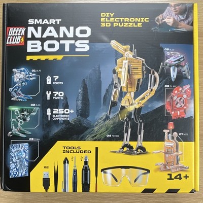 Geek Club Nano Bots DIY Electronic 3D Puzzle Robot Kit Tools Included 2024 S1.0