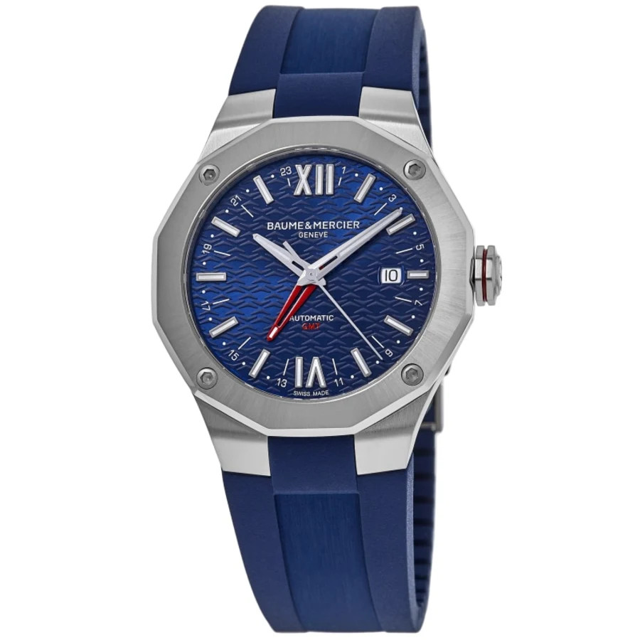New Baume Mercier Riviera Automatic GMT Blue Dial Rubber Men's