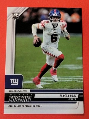 Jaxson Dart ROOKIE CARD #1/245 2025 PANINI INSTANT  12-28-25 GIANTS Win VS VEGAS