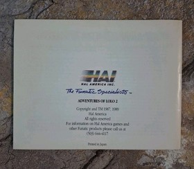 Adventures of Lolo 2 Manual - Nintendo NES *AUTHENTIC, BEST LOOKING*