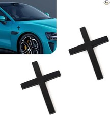 2PCS Car Cross Decals Stickers, Cross Emblem Badge Auto Decal, 3D Color: Black