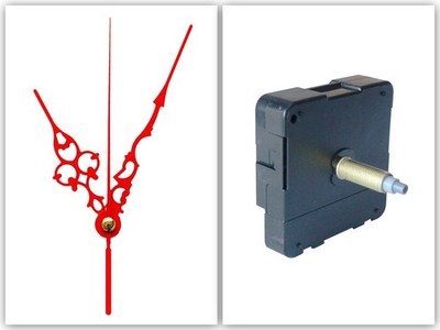 Geräuschloses Quarz Uhrwerk mit Zeigern DIY Wanduhr Ersatz 95 mm Rot 2