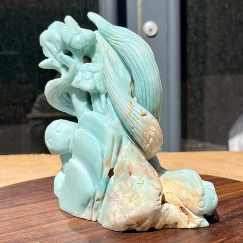 Natural Amazonite Sky Blue Crystal Carved  Figurine Healing Stone Decor 3.4 lb