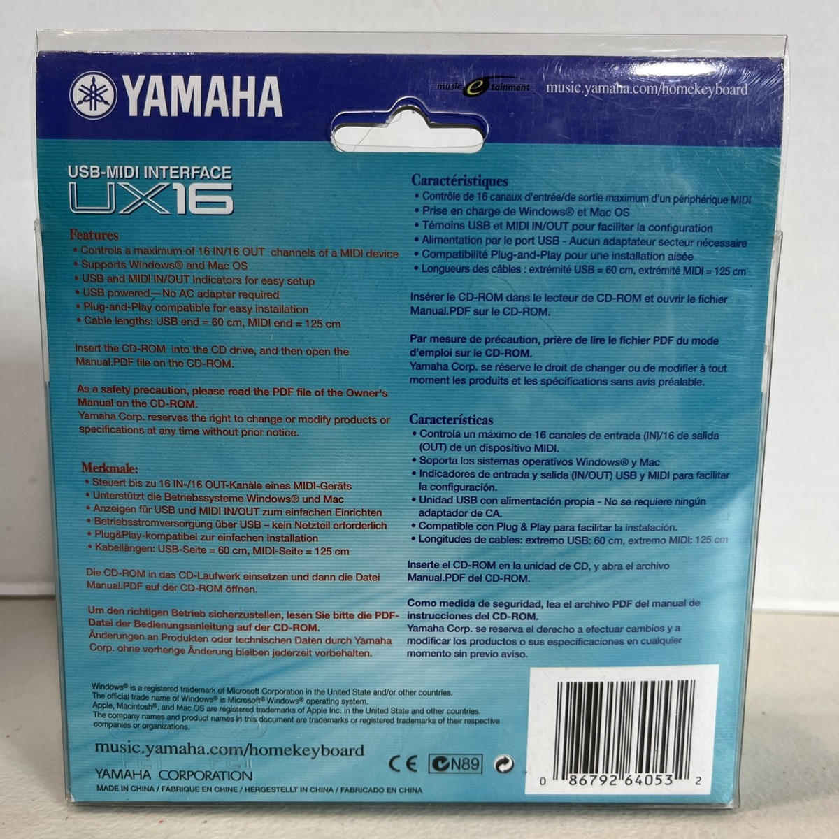 YAMAHA USB-MIDI interface UX-16 for Windows & Mac from Japan