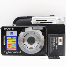 Sony Cybershot DSC-W55 7.2MP Compact Digital Camera Black Tested Full Kit