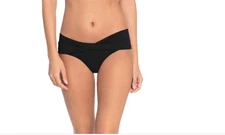 Robin Piccone Ava Solid Twist-Front Bikini Bottom Black Size L 10383
