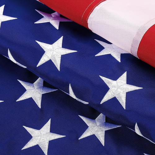 OF-60AF03 Outdoor American US Flag with Embroidered Stars, Sewn Stripes & Bra...