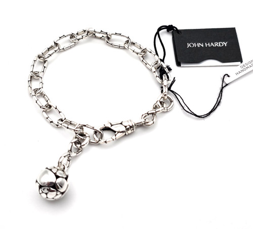 NWT! John Hardy Sterling Silver Kali Silver Link Ball Charm Bracelet -- Size M