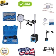 Dial Indicator with Magnetic Base Holder Fine Adjustable Long Arm 0-1" Magnet...
