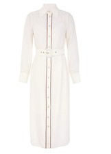 Zimmermann Chain Midi Dress | Cream/Off White, Shirt, Belt, Collar, Long Sleeve