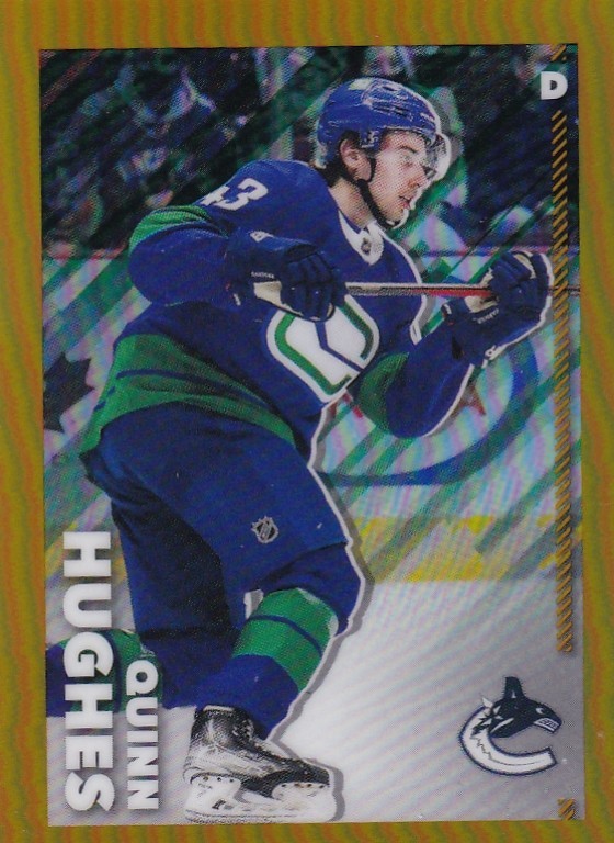 2022-23 Topps Chrome NHL Sticker Gold #488 Quinn Hughes /50