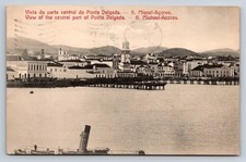 Ponta Delgada Azores Portugal 1908 Postcard Charlestown MA Postmark Ship
