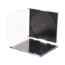 Ultra Thin 5.2mm Slim Clear CD Jewel Case with Built in Black Tray, 20 Pack.