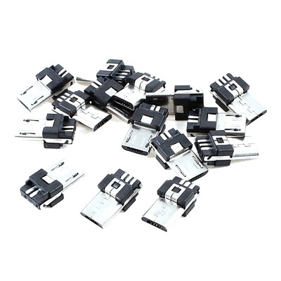 Office Micro USB B 5 Pin Type Male Jack Connector Solder Mount Adapter 15pcs