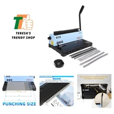 Wire Binding Machine, 32-Hole Spiral Coil Binder, 3:1 Pitch, Punches 12 Sheet...