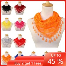 Lace Tassel Triangle Scarf Women Fashion Muslim Head Wrap Shawl Headscarf Turban