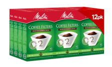 12x Melitta 2 Cone Coffee Filters, White, 40 Total Filters Count