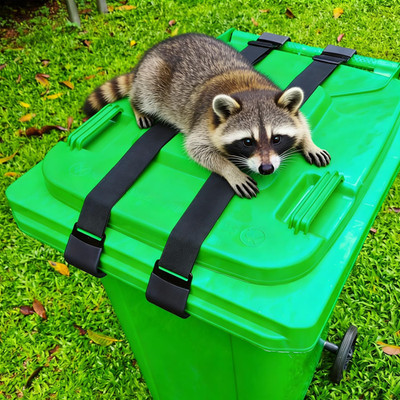2PCS Trash Can Locks for Animals, Adjustable Garbage Can Lid Locks Security Stra