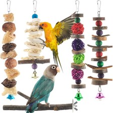 Bissap Bird Chew Toys, 5 Packs Parakeet Natural 5 Piece Assortment,