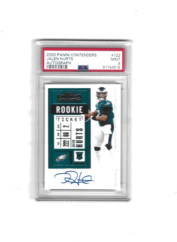2020 Panini Contenders Rookie Ticket Autographs Jalen Hurts #122 PSA 9 Auto RC