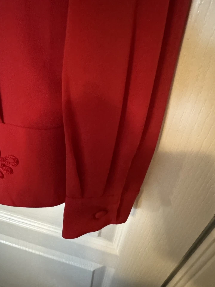 Женская винтажная красная блузка Kathy Che размер 18 с вышивкой ШИКАРНАЯ - Изображение 4 из 4