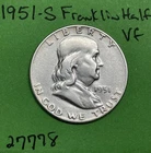 1951-S Franklin Half Dollar 50c Vf Very Fine US Coin