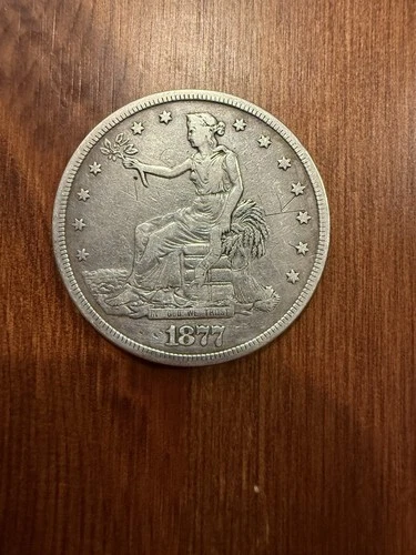 1877-S Silver Trade Dollar T$1 — VF Details — Cleaned/Graffiti