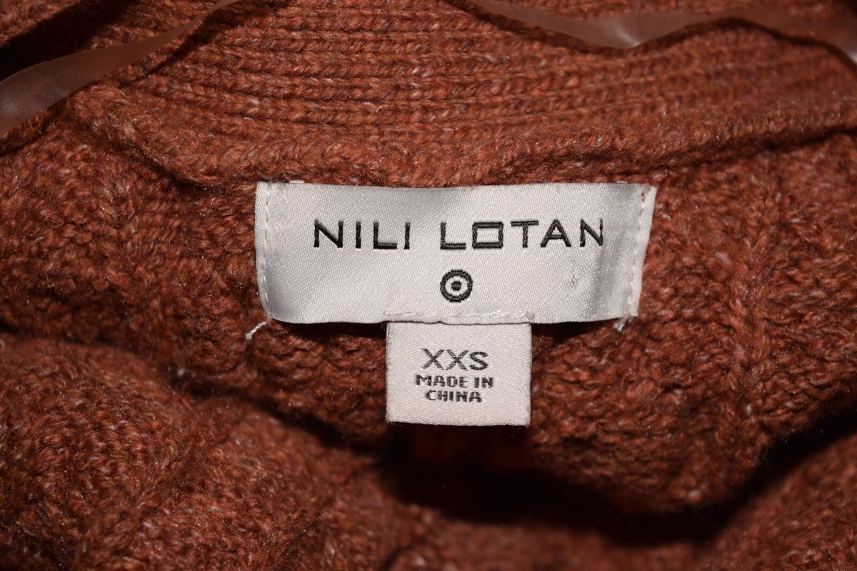 NILI LOTAN Orange Open Front Wool Cotton Blend Cardigan Size