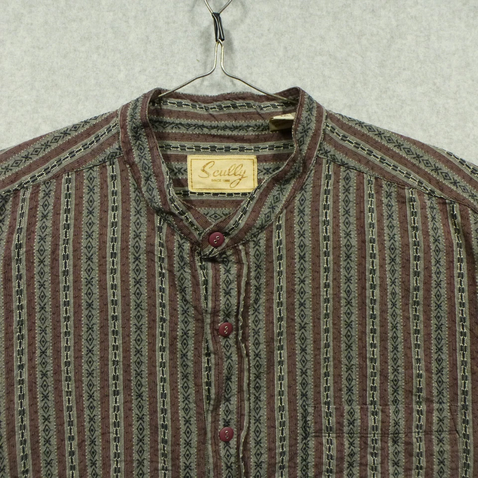 Scully 衬衫男式 2XL 灰色 Grandad Frontier 西部长袖纽扣 — 第 3/4 张图片