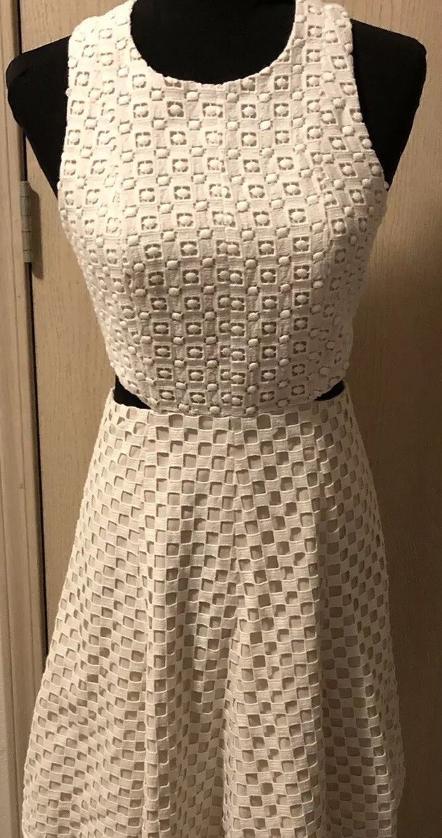 Tibi Dress Womens 4 Sleeveless Crochet Style Lace Side Waist Cutouts Flare Skirt