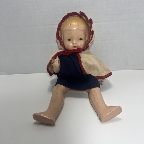 Vintage Composite Doll Small 11” *Read* Red Riding Hood? Composite Body Jointed