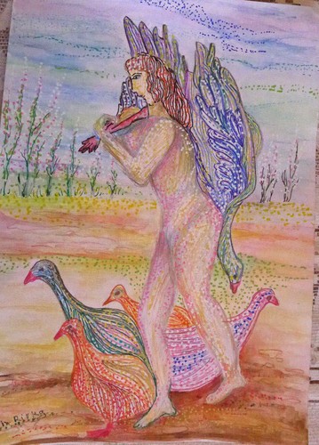 Original Gemälde 13,5 x 19,5 Zoll Inspirat Aquarellstifte vom Künstler - Bild 4 von 8