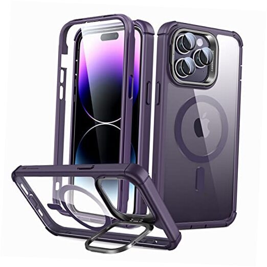 Magnetic for Case, Military-Grade Protection iPhone 14 Pro Clear Purple