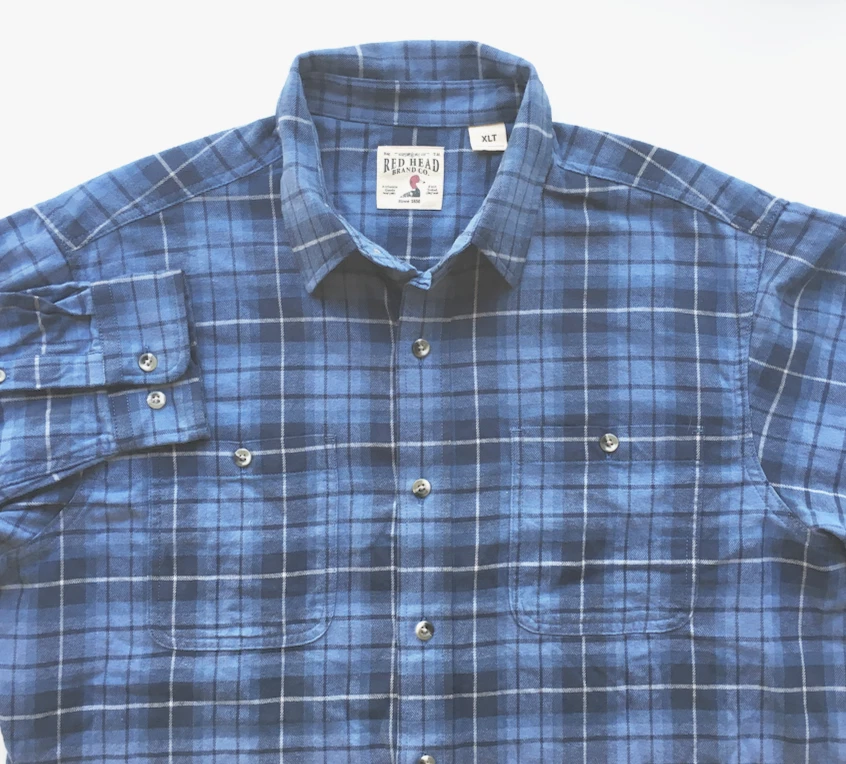 RedHead Flannel Shirt Big Tall XLT Blue Tartan Plaid Lumberjack Outdoor Western