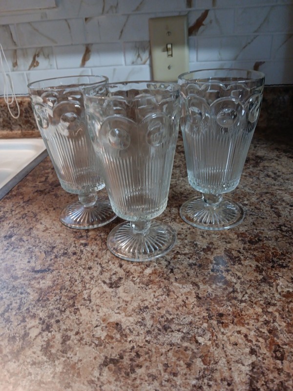 Vintage Indiana Glass goblets stemmed water thumbprint- Total #3