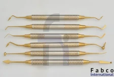 New Dental Composite Filling Instrument Gold Coated 6Pcs Restorative Kit