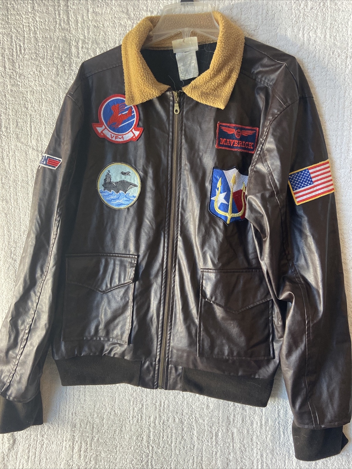 Top Gun Tom Cruise Brown Bomber Leather Jacket Air Fo… Gem