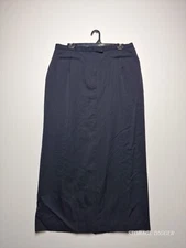 Field Manor Maxi Skirt Womens 16 Black 100% Wool Lined Classic Pockets Back Slit