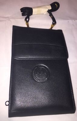 Womens Black Elegance In Leather By Royce Crossbody Handbag Wallet New PGA Logo