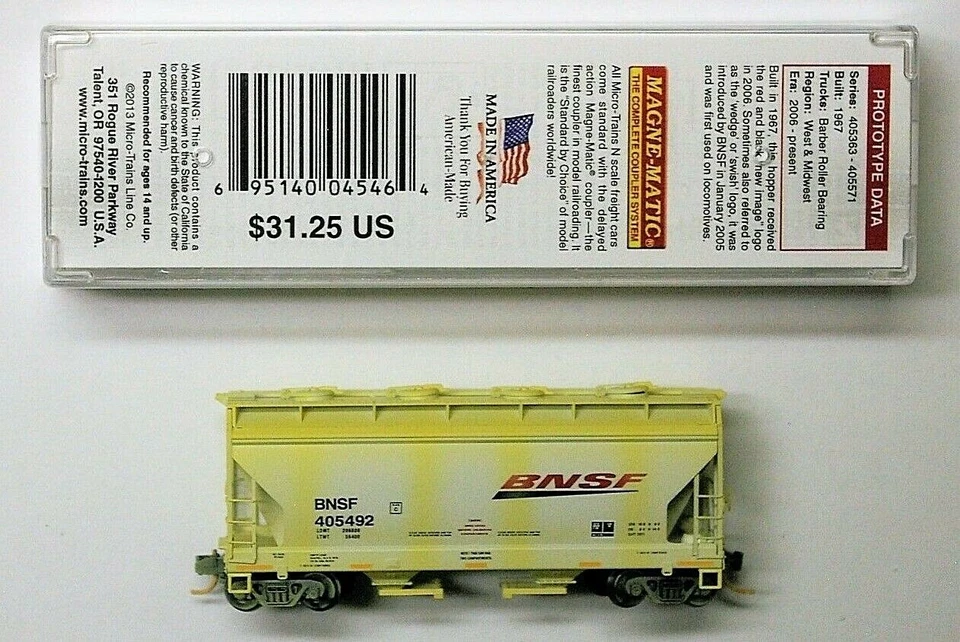 MTL Micro-Trains 09244280 BNSF 405492 2 bay covered hopper FW Factory Weathered - Image 2 of 2