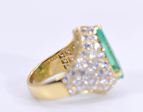 Bvlgari / Bulgari Ring Smaragd und Diamant 18 Karat Gelbgold Größe UK I - Bild 8 von 12
